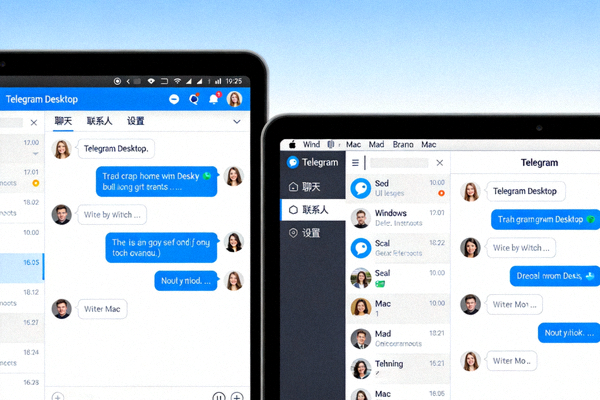 Telegram Desktop 在 Windows 和 Mac 电脑上的界面展示图